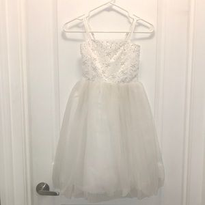 Fancy White Tule with Beaded Top Dress
